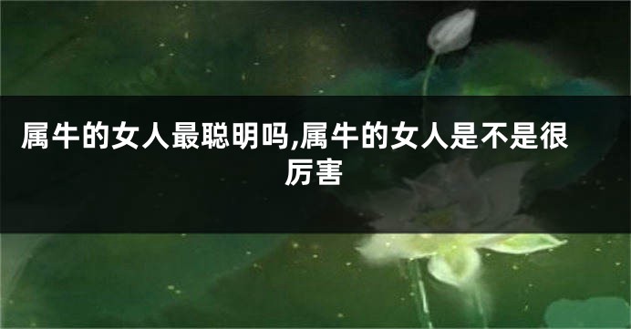 属牛的女人最聪明吗,属牛的女人是不是很厉害