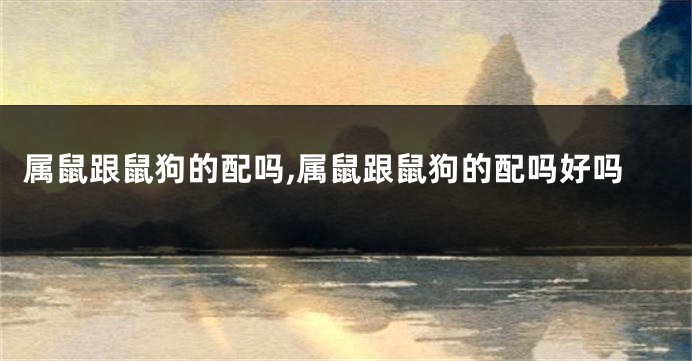 属鼠跟鼠狗的配吗,属鼠跟鼠狗的配吗好吗