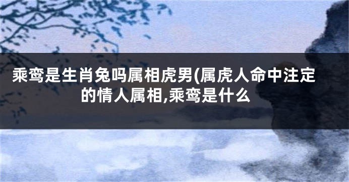 乘鸾是生肖兔吗属相虎男(属虎人命中注定的情人属相,乘鸾是什么