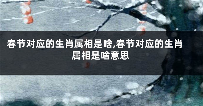 春节对应的生肖属相是啥,春节对应的生肖属相是啥意思