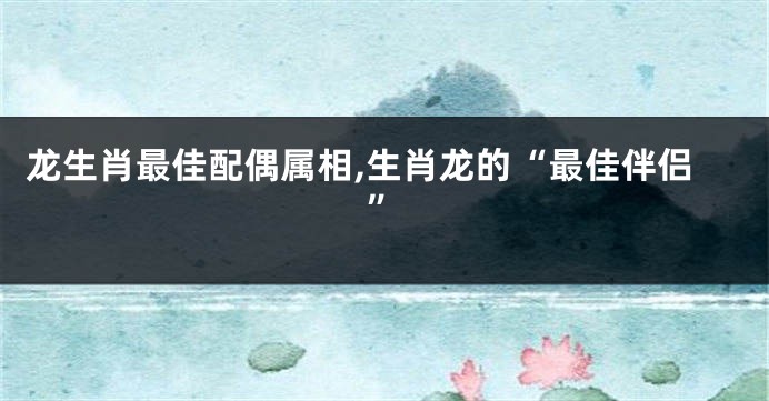 龙生肖最佳配偶属相,生肖龙的“最佳伴侣”
