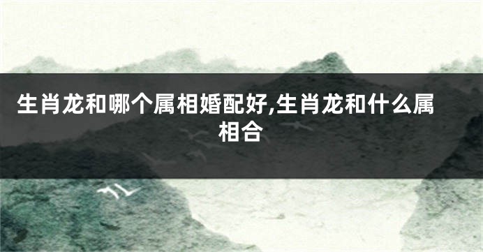 生肖龙和哪个属相婚配好,生肖龙和什么属相合