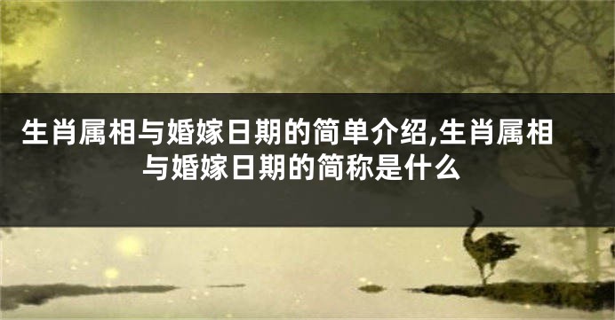 生肖属相与婚嫁日期的简单介绍,生肖属相与婚嫁日期的简称是什么
