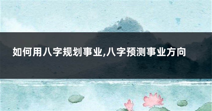 如何用八字规划事业,八字预测事业方向