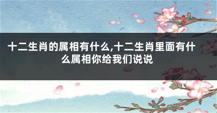 十二生肖的属相有什么,十二生肖里面有什么属相你给我们说说