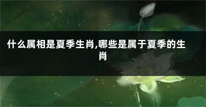 什么属相是夏季生肖,哪些是属于夏季的生肖