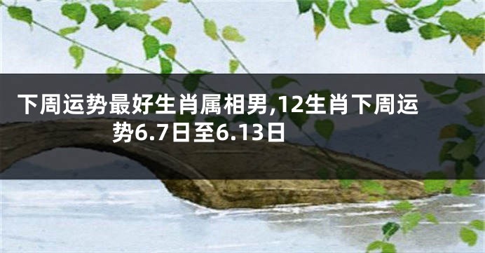 下周运势最好生肖属相男,12生肖下周运势6.7日至6.13日