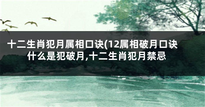 十二生肖犯月属相口诀(12属相破月口诀什么是犯破月,十二生肖犯月禁忌