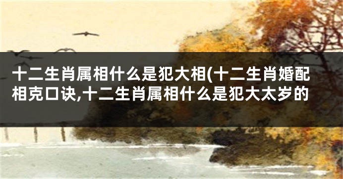 十二生肖属相什么是犯大相(十二生肖婚配相克口诀,十二生肖属相什么是犯大太岁的