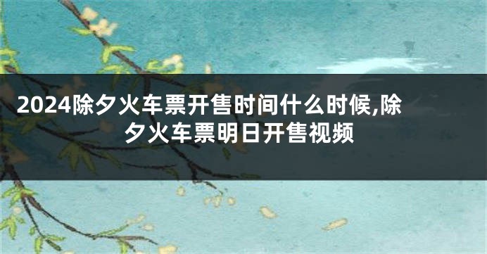 2024除夕火车票开售时间什么时候,除夕火车票明日开售视频
