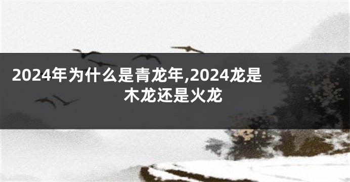 2024年为什么是青龙年,2024龙是木龙还是火龙