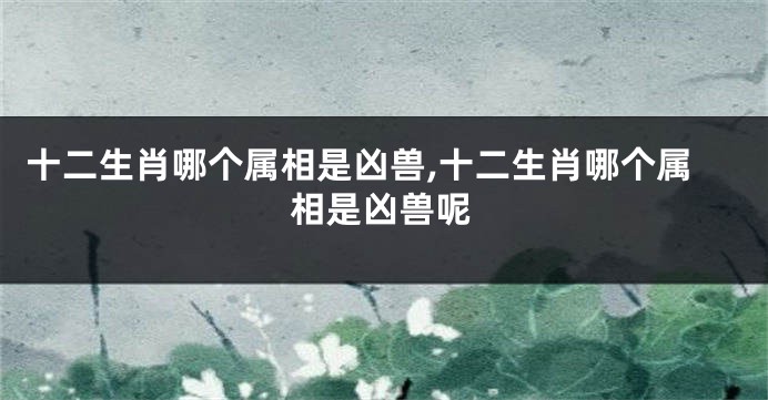 十二生肖哪个属相是凶兽,十二生肖哪个属相是凶兽呢