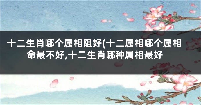 十二生肖哪个属相阻好(十二属相哪个属相命最不好,十二生肖哪种属相最好