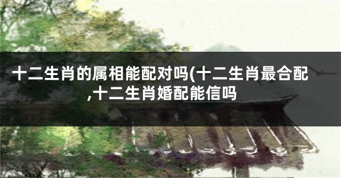 十二生肖的属相能配对吗(十二生肖最合配,十二生肖婚配能信吗