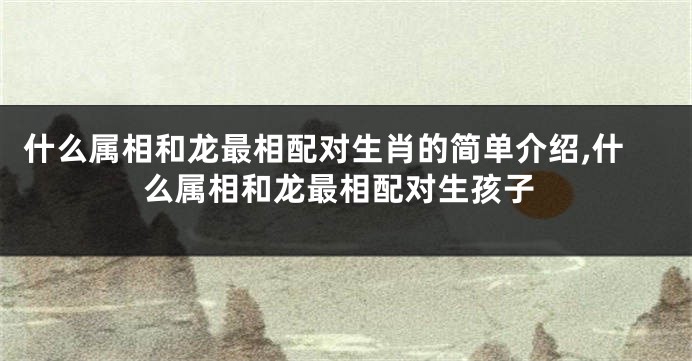 什么属相和龙最相配对生肖的简单介绍,什么属相和龙最相配对生孩子