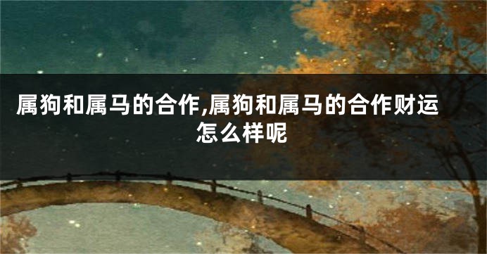 属狗和属马的合作,属狗和属马的合作财运怎么样呢