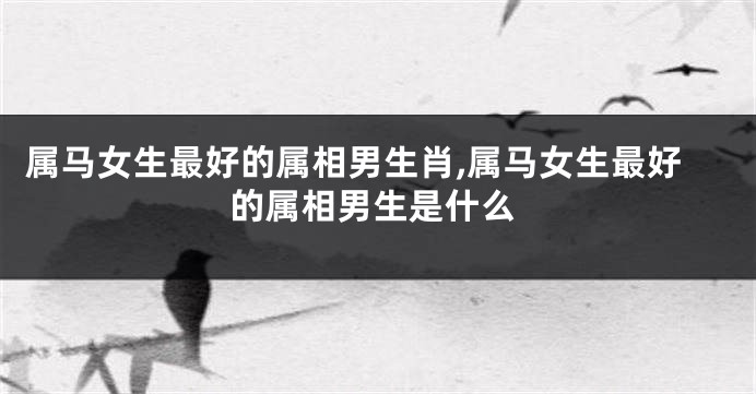 属马女生最好的属相男生肖,属马女生最好的属相男生是什么