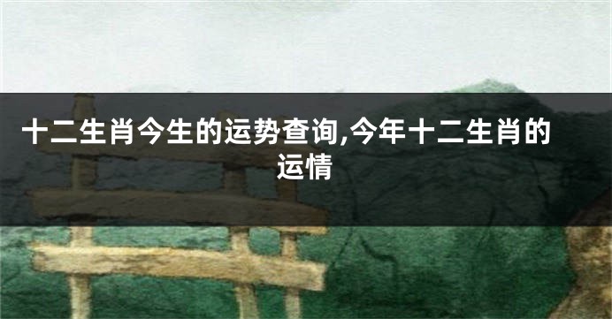 十二生肖今生的运势查询,今年十二生肖的运情