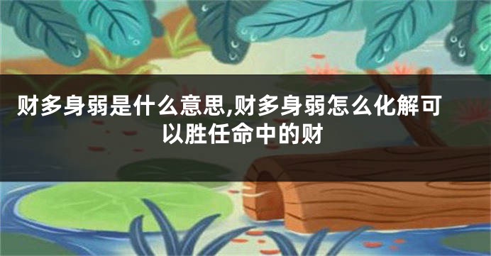 财多身弱是什么意思,财多身弱怎么化解可以胜任命中的财
