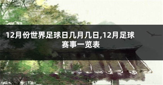 12月份世界足球日几月几日,12月足球赛事一览表