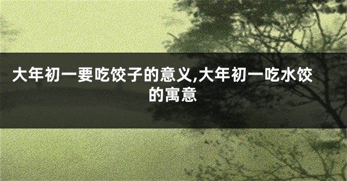 大年初一要吃饺子的意义,大年初一吃水饺的寓意