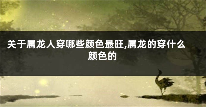 关于属龙人穿哪些颜色最旺,属龙的穿什么颜色的