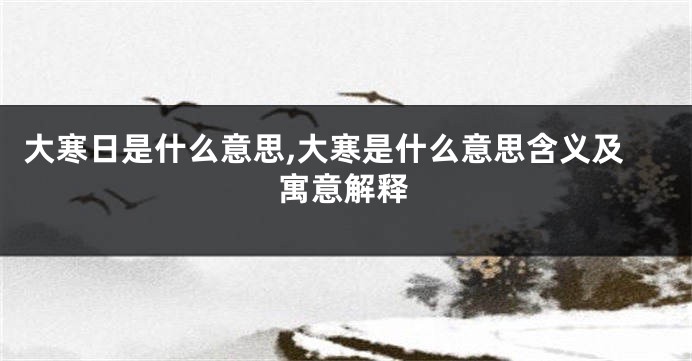 大寒日是什么意思,大寒是什么意思含义及寓意解释