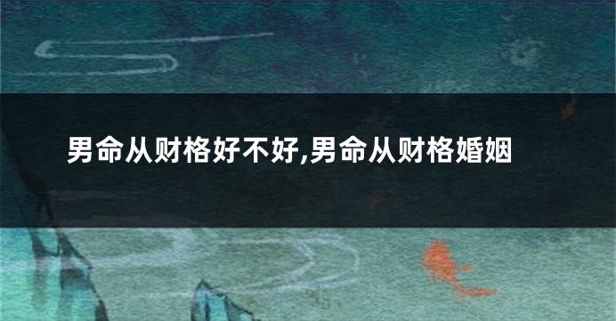 男命从财格好不好,男命从财格婚姻