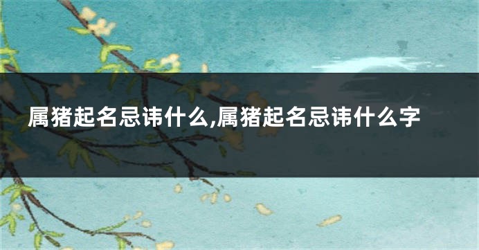 属猪起名忌讳什么,属猪起名忌讳什么字