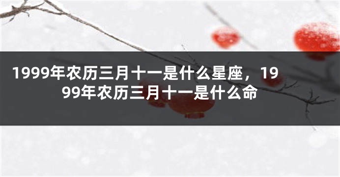 1999年农历三月十一是什么星座，1999年农历三月十一是什么命