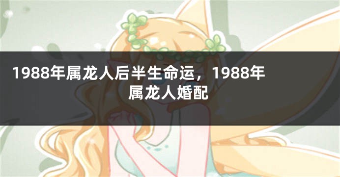 1988年属龙人后半生命运，1988年属龙人婚配