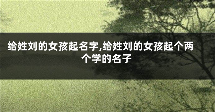 给姓刘的女孩起名字,给姓刘的女孩起个两个学的名子