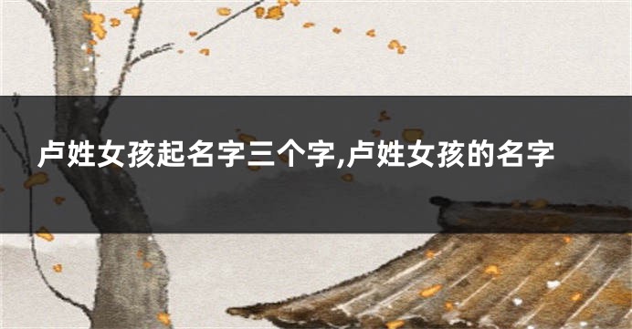 卢姓女孩起名字三个字,卢姓女孩的名字