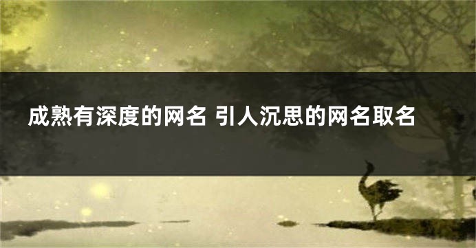 成熟有深度的网名 引人沉思的网名取名