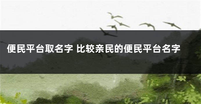 便民平台取名字 比较亲民的便民平台名字