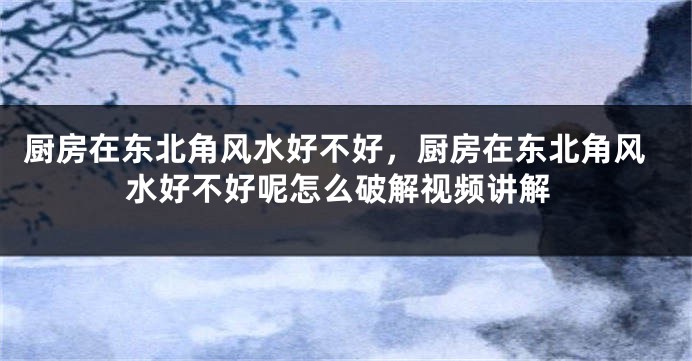 厨房在东北角风水好不好，厨房在东北角风水好不好呢怎么破解视频讲解