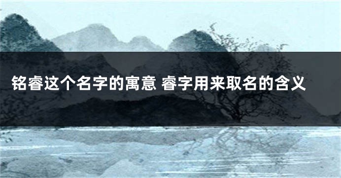 铭睿这个名字的寓意 睿字用来取名的含义