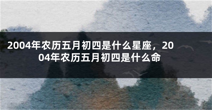 2004年农历五月初四是什么星座，2004年农历五月初四是什么命