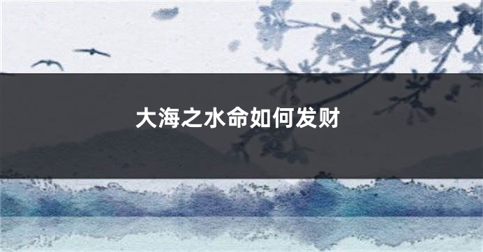 大海之水命如何发财