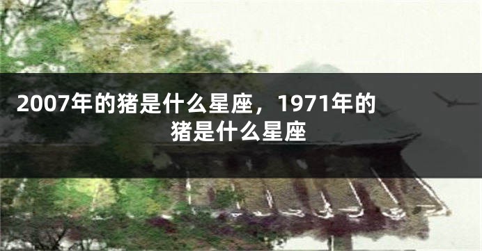 2007年的猪是什么星座，1971年的猪是什么星座