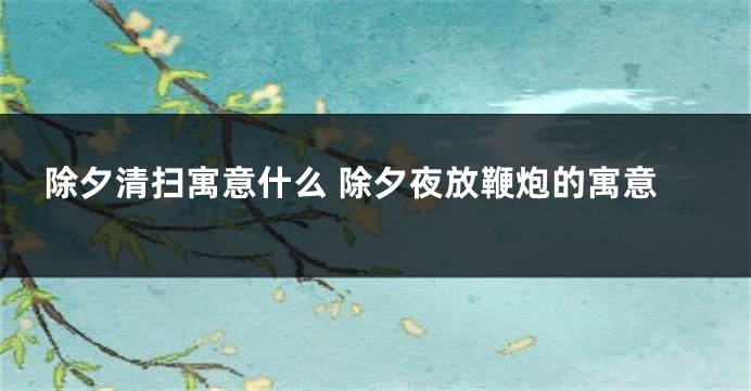 除夕清扫寓意什么 除夕夜放鞭炮的寓意
