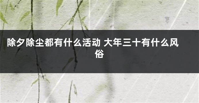除夕除尘都有什么活动 大年三十有什么风俗