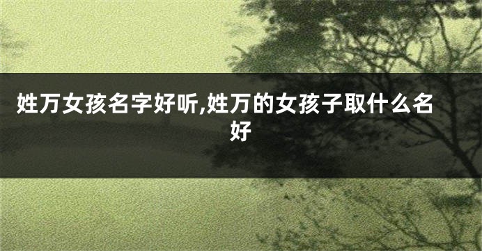姓万女孩名字好听,姓万的女孩子取什么名好