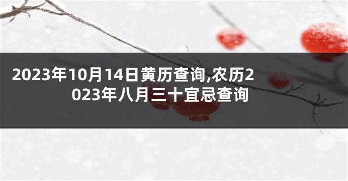 2023年10月14日黄历查询,农历2023年八月三十宜忌查询