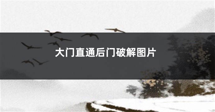 大门直通后门破解图片