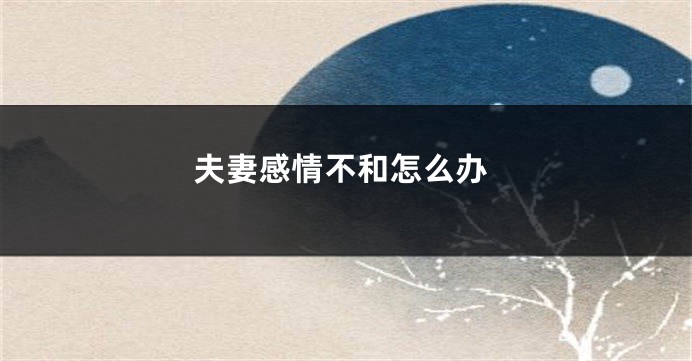 夫妻感情不和怎么办
