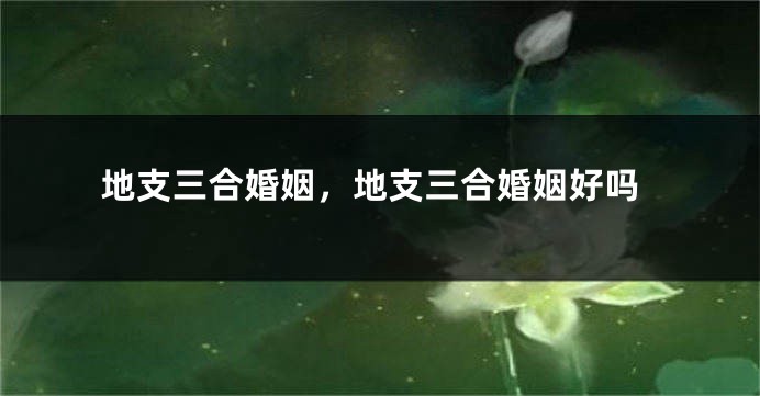 地支三合婚姻，地支三合婚姻好吗