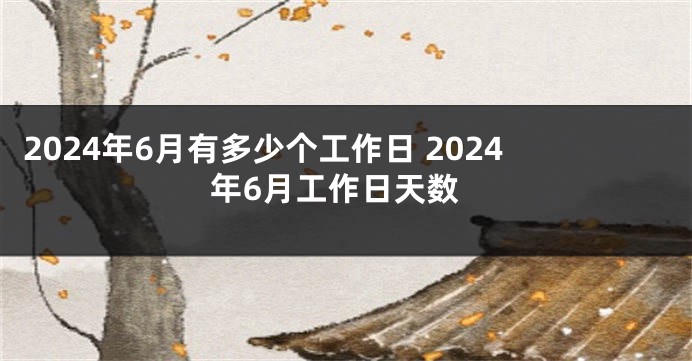 2024年6月有多少个工作日 2024年6月工作日天数