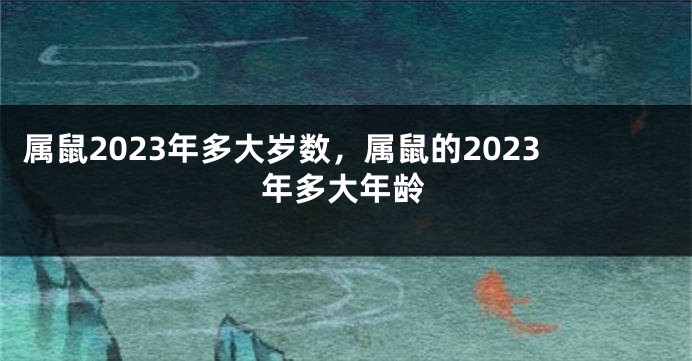 属鼠2023年多大岁数，属鼠的2023年多大年龄