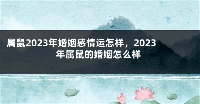 属鼠2023年婚姻感情运怎样，2023年属鼠的婚姻怎么样